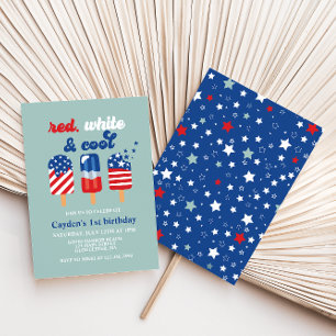 Invitation 4 juillet Bleu Rouge Blanc Anniversaire