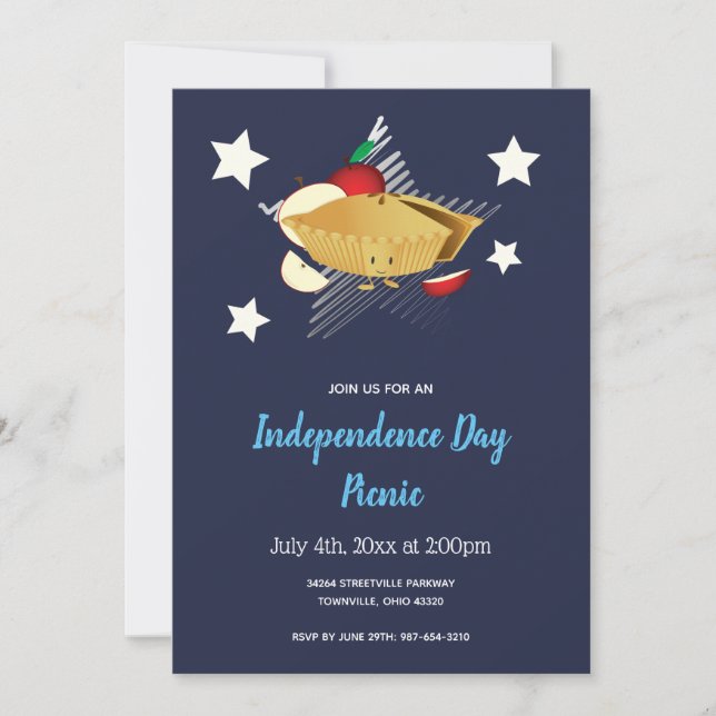 Invitation 4 juillet Carton de pique-nique Apple Pie Invitati (Devant)