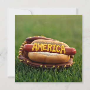 Invitation 4 juillet Chien Chaud En Gant De Baseball