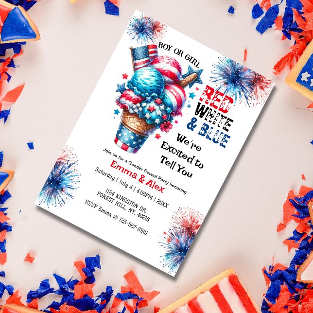 Invitation 4 Juillet Crème glacée Genre Reveillez (Créateur téléchargé)