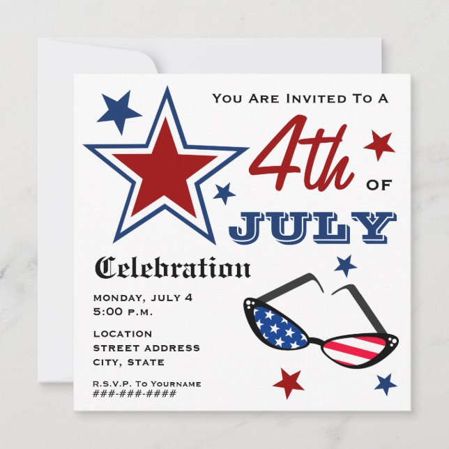 Invitation 4 juillet Drapeau américain patriotique (Devant)