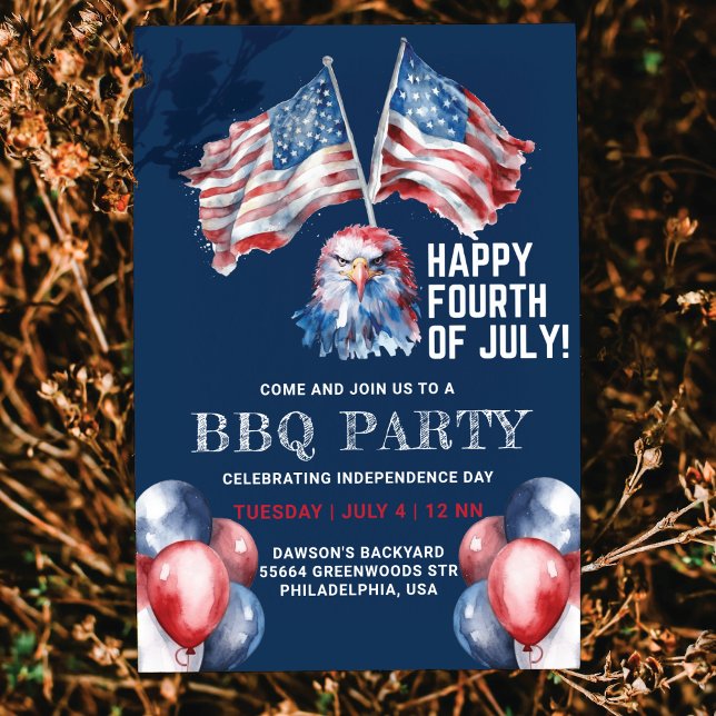 Invitation 4 juillet Drapeau Eagle America (Créateur téléchargé)
