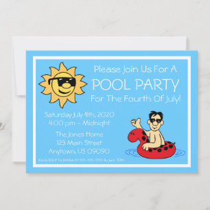 Invitation 4 juillet du Pool Party (Male Red Innertube)