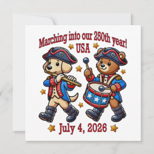 Invitation 4 juillet États-Unis 250e anniversaire Semiquincen