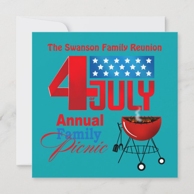 Invitation 4 juillet Famille Reunion Pique-nique BBQ Cuisine (Devant)