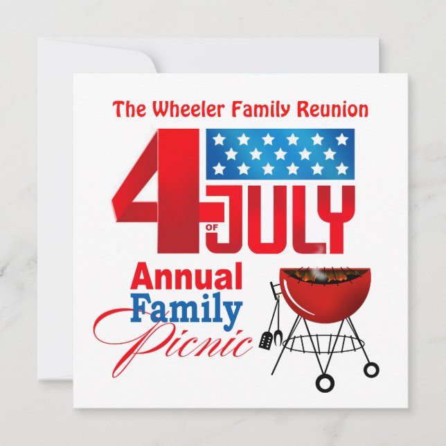 Invitation 4 juillet Famille Reunion Pique-nique BBQ Cuisine (Devant)