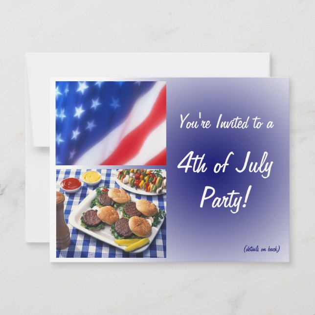 Invitation 4 juillet Fête, Burgers & Drapeau (Devant)