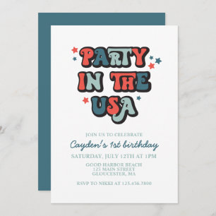Invitation 4 juillet Fête d'anniversaire aux Etats-Unis