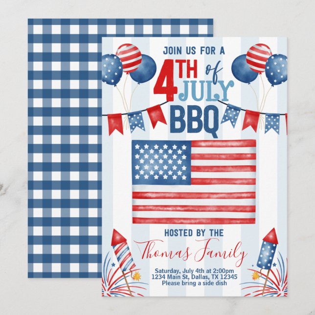 Invitation 4 juillet fête de l'Indépendance (Devant / Derrière)