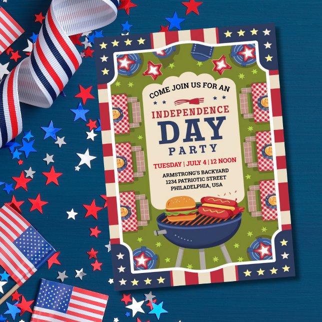 Invitation 4 juillet fête de l'Indépendance (4th of July Independence Day Cookout Party Invitation)