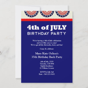Invitation 4 juillet Fête de l'Indépendance Anniversaire Fête