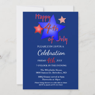 Invitation 4 juillet fête de l'indépendance Rouge Blanc Bleu