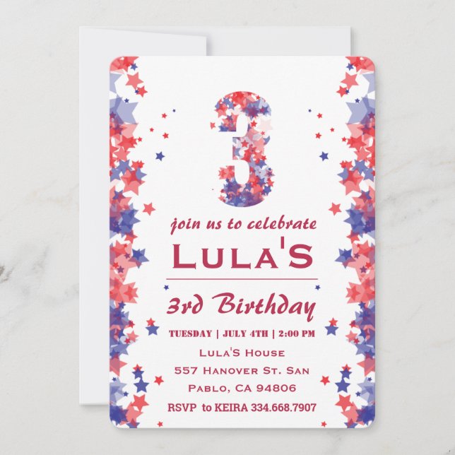 Invitation 4 juillet fête du 3e anniversaire (Devant)