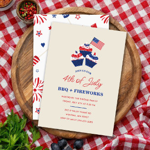Invitation 4 juillet Fête du barbecue et du feu d'artifice
