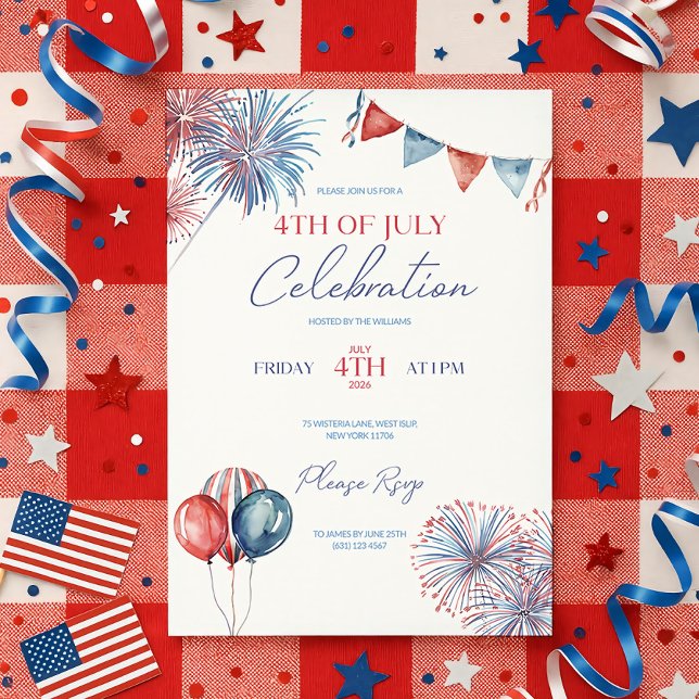 Invitation 4 juillet Fête du Modèle de l'invitation (Créateur téléchargé)