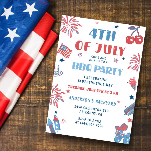 Invitation 4 juillet Fireworks BBQ (Créateur téléchargé)