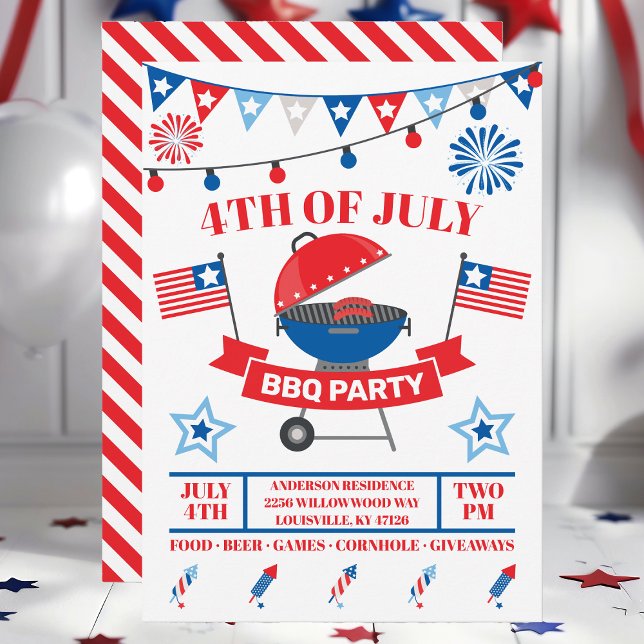 Invitation 4 juillet Grill Red Barbeque (Créateur téléchargé)
