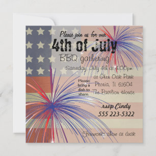 Invitation 4 juillet heureux   Style Vintage