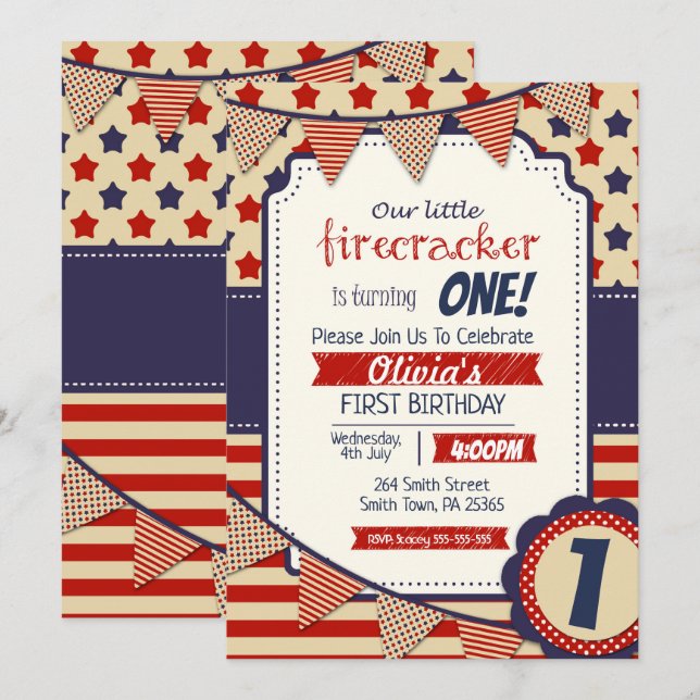 Invitation 4 juillet / Indépendance Tout âge (Devant / Derrière)
