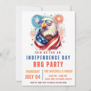 Invitation 4 juillet MODIFIABLE Jardin BBQ Fireworks Voisin