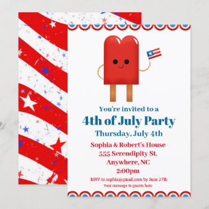 Invitation 4 juillet Parti Cute Patriotic Popsicle