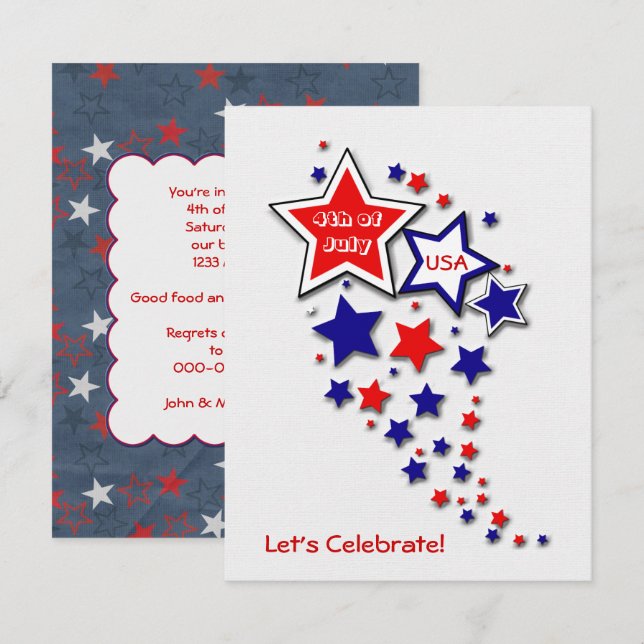 Invitation 4 juillet parti Patriotique BBQ (Devant / Derrière)