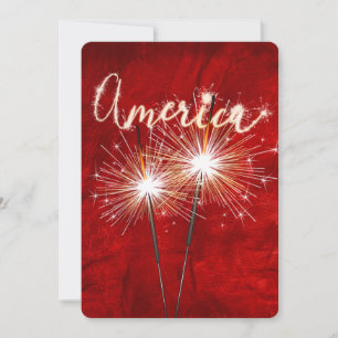 Invitation 4 juillet parti Sparkler en rouge