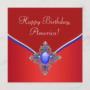 Invitation 4 juillet partie patriotique bleue blanche rouge