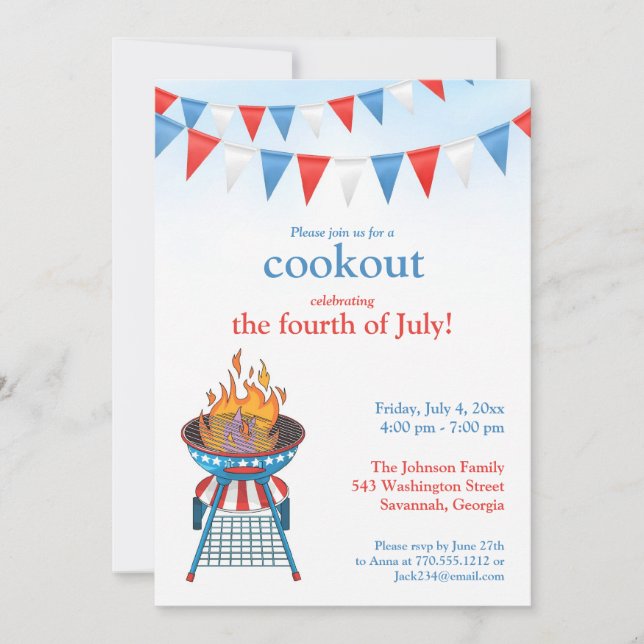 Invitation 4 juillet Party BBQ (Devant)