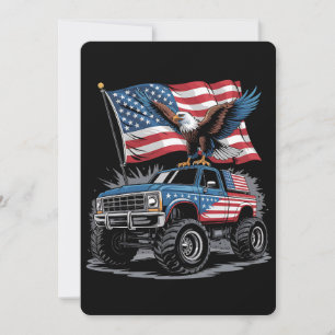 Invitation 4 juillet Patriotique Eagle Monster Truck American