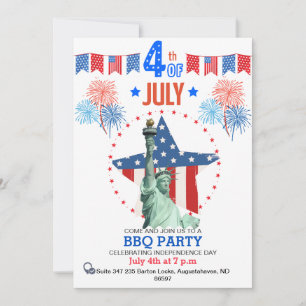 Invitation 4 juillet personnalisée Patriotic BBQ