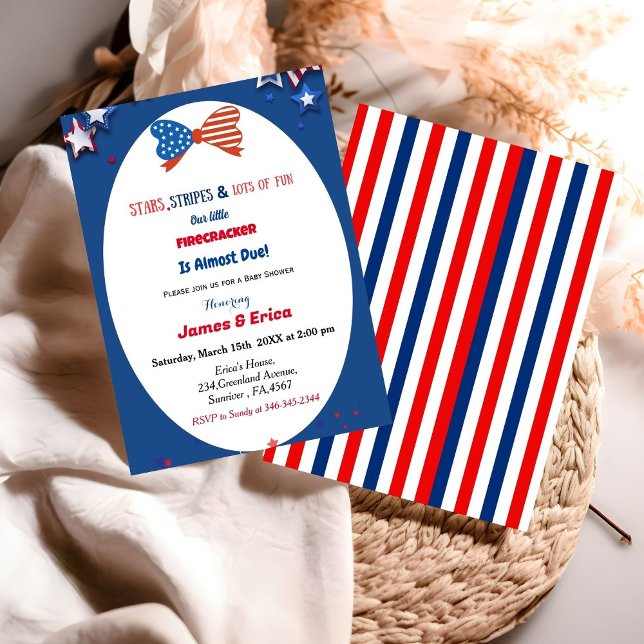 Invitation 4 juillet petit baby shower de pétards (Créateur téléchargé)