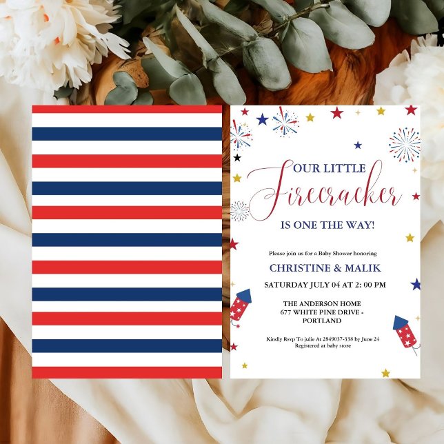 Invitation 4 juillet petit Baby shower de pétards (Créateur téléchargé)
