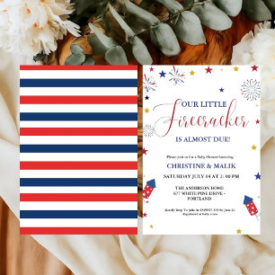 Invitation 4 juillet petit Baby shower de pétards