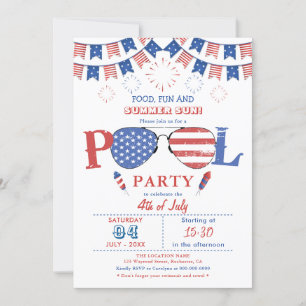 Invitation 4 juillet Pool Party