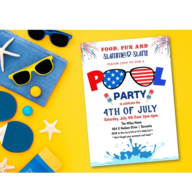 Invitation 4 juillet Pool Party (Créateur téléchargé)