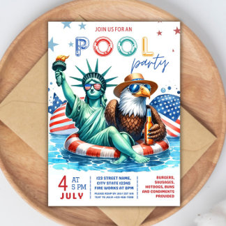 Invitation 4 juillet Pool Party - Indépendance