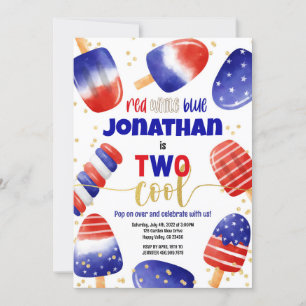 Invitation 4 juillet Popsicles Deux Cool Enfant 2e anniversai