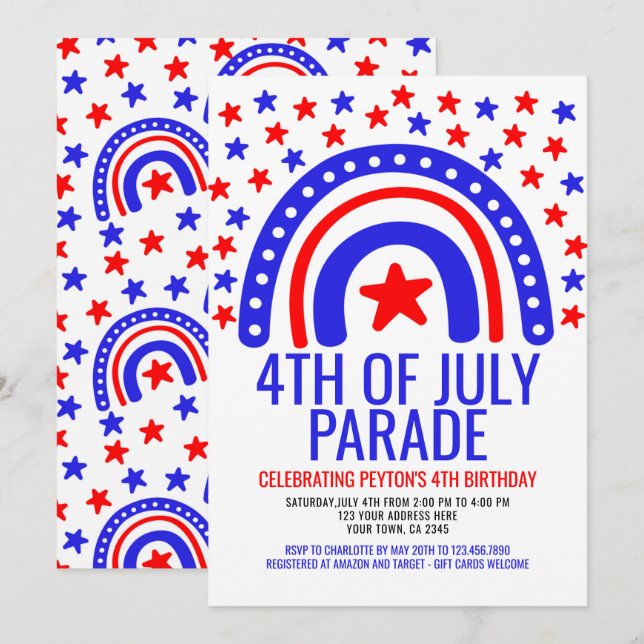 Invitation 4 juillet Rainbow Parade (Devant / Derrière)