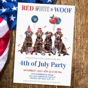 Invitation 4 juillet Red White & Woof Patriotic Dogs Party