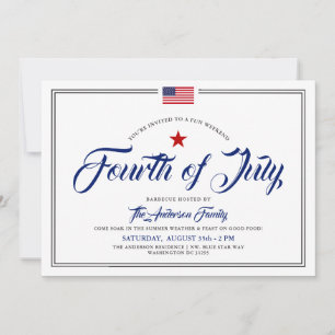 Invitation 4 juillet soirée barbecue Jardin à thème
