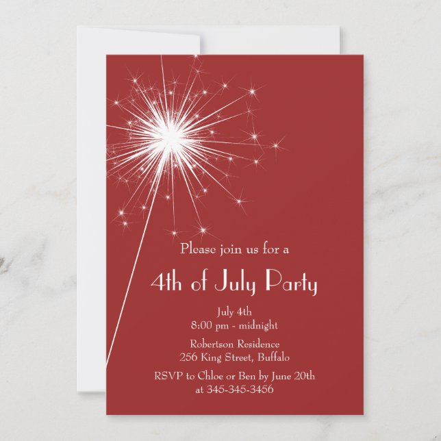 Invitation 4 juillet Sparkles Party (Devant)