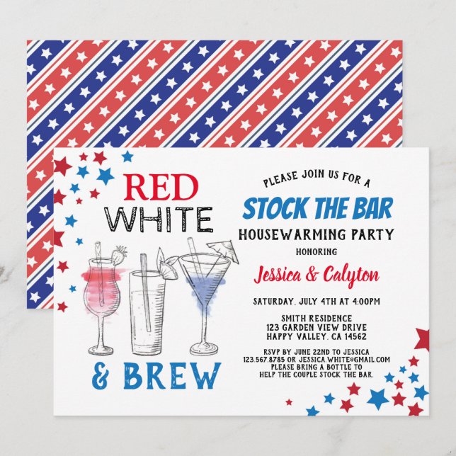 Invitation 4 juillet Stock Le Bar House (Devant / Derrière)