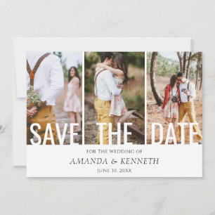 Invitation 4 Photo Simple Élégant Enregistrer Le Mariage Date