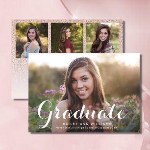 Invitation 4 Photo Tendance Pink Chic Graduation Party