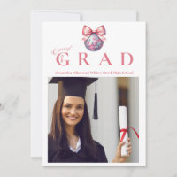 4 Photos Pink Bow Disco Ball Graduation Party