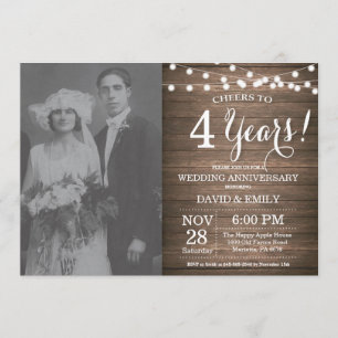 Invitation 4e anniversaire de mariage en bois rustique