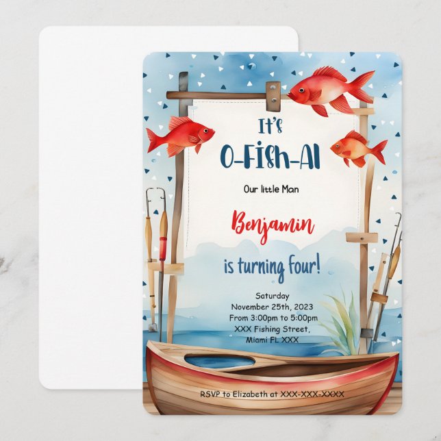 Invitation 4e anniversaire de pêche (Devant / Derrière)