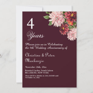 Invitation 4e anniversaire du Mariage de fruits Bourgogne Flo