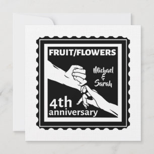 Invitation 4e anniversaire Mariage tenant la main romantique